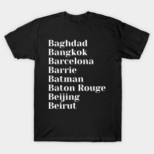 Cities starting with B Mug, Mask, Pin T-Shirt